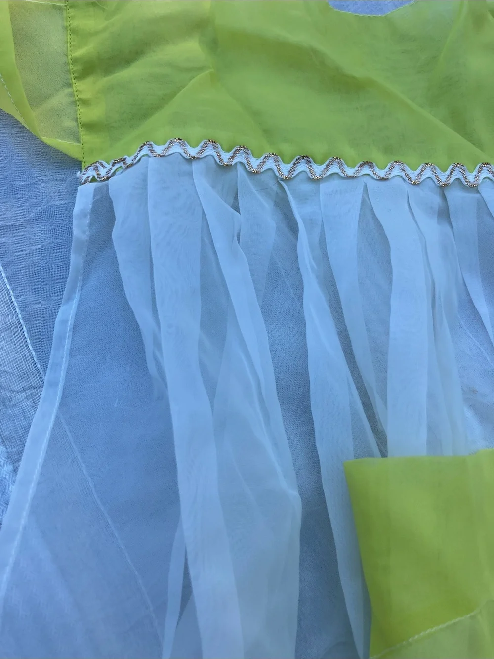 Sheer white apron with fluorescent yellow trim 1950’s vintage